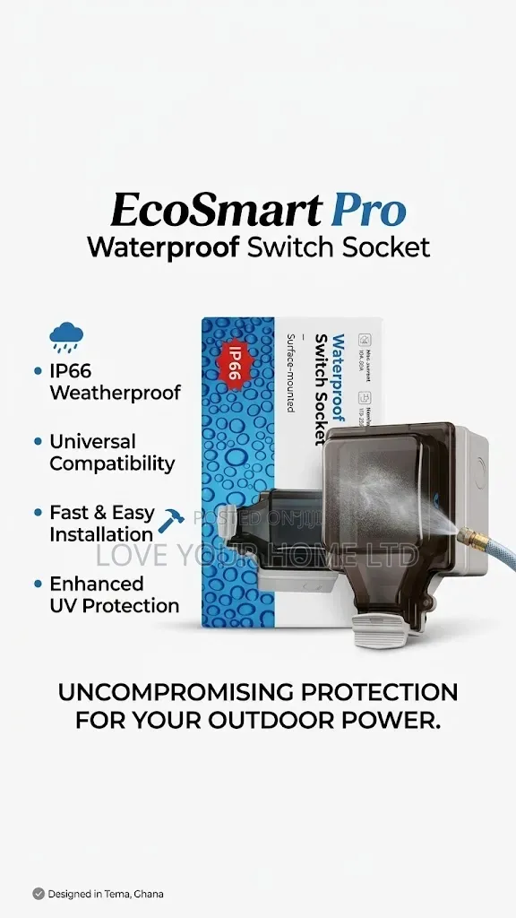 Waterproof Switch Socket IP66 Weatherproof Outdoor Power Outlet (16A)