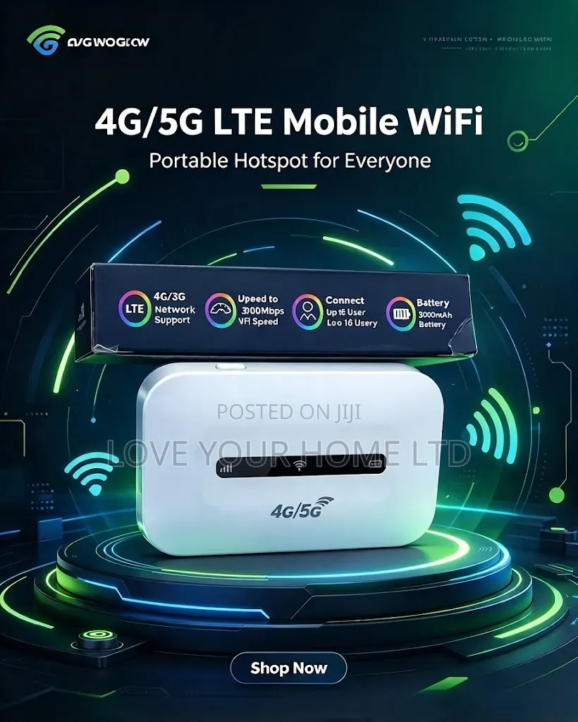 Wireless 5G+ LTE Mobile Wi-Fi Router - 3000mAh Battery Up to 12 Hours