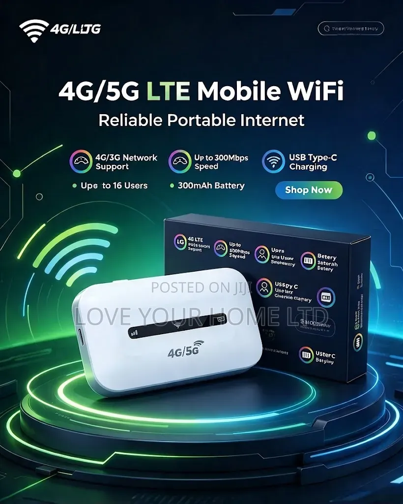 Wireless 5G+ LTE Mobile Wi-Fi Router - 3000mAh Battery Up to 12 Hours