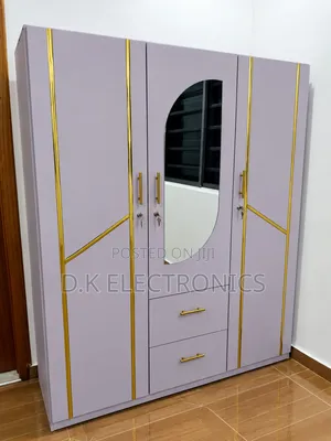 New 3 Doors White and Gold Wardrobe for Sale