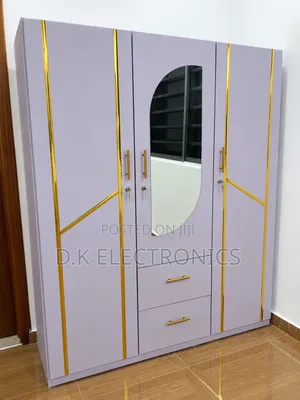 New 3 Doors White and Gold Wardrobe for Sale