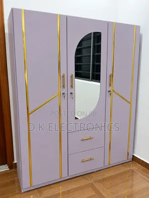 New 3 Doors White and Gold Wardrobe for Sale