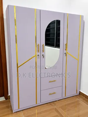 New 3 Doors White and Gold Wardrobe for Sale