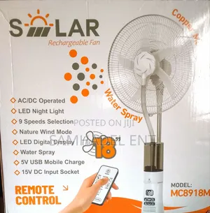 18"Solar/Electric Rechargeable Mist Fan