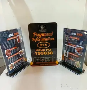 Customized Acrylic Payment & Food Menu Display Stand