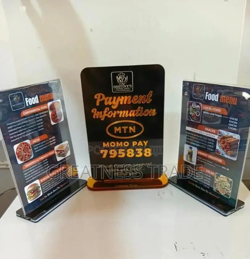 Customized Acrylic Payment & Food Menu Display Stand