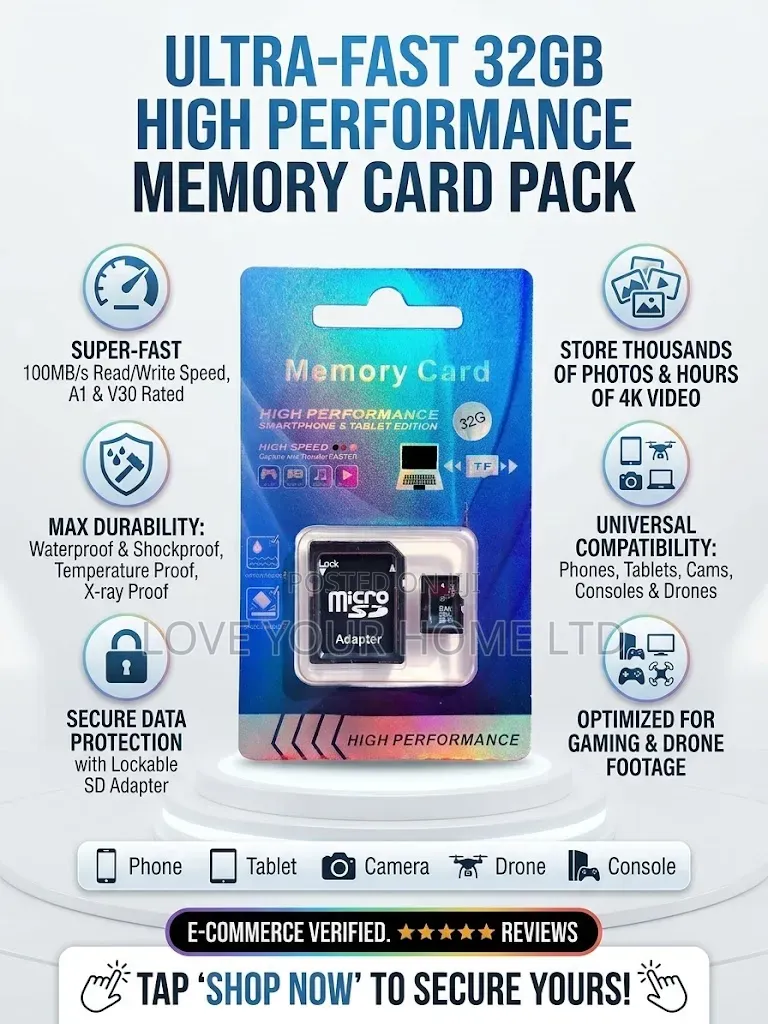 High Performance 32GB Micro SD Memory Card