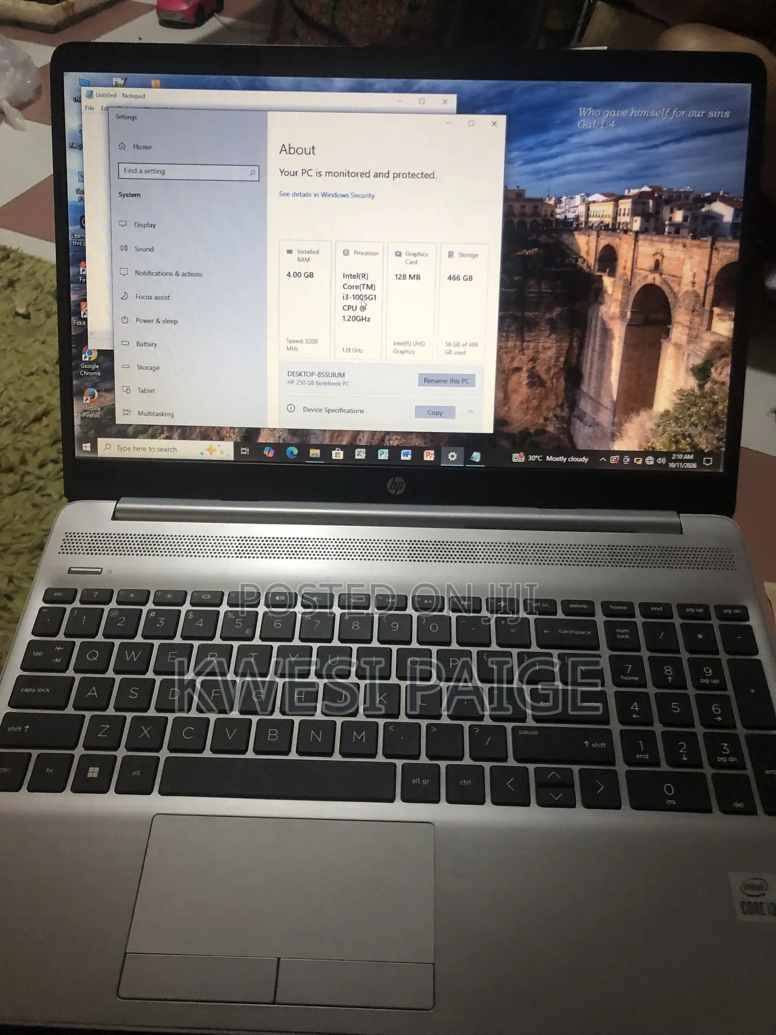 New Laptop HP 250 G8 8GB Intel Core i3 HDD 500GB