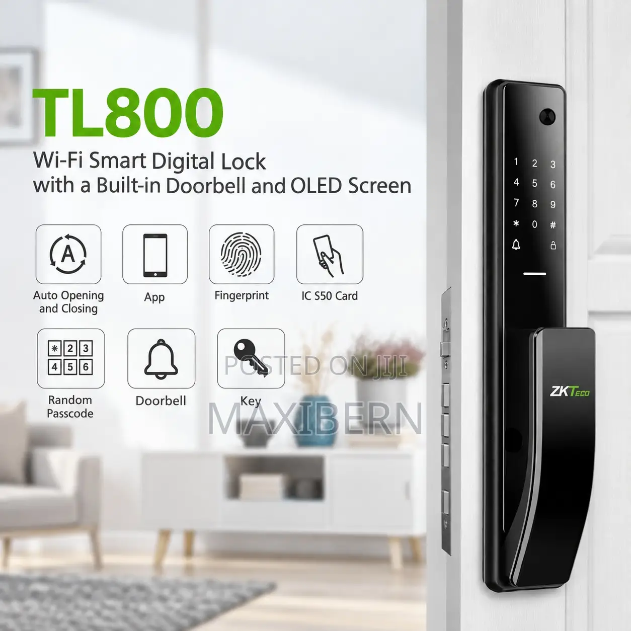 ZKTeco TL800 WiFi Smart Door Lock Fingerprint Camera