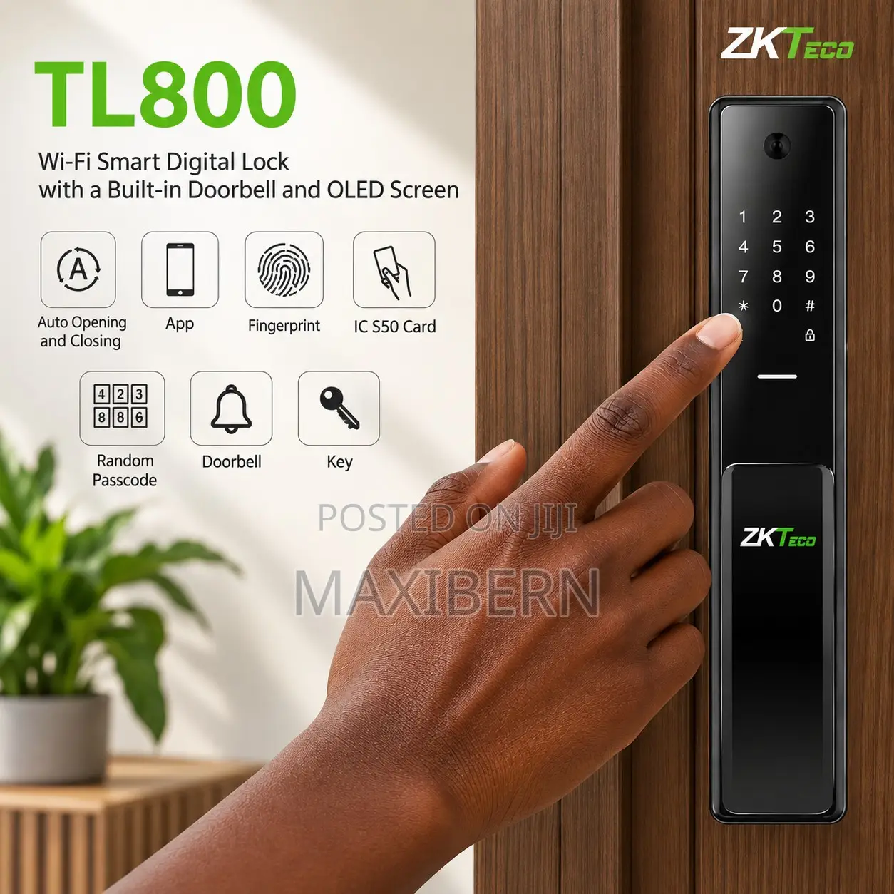 ZKTeco TL800 WiFi Smart Door Lock Fingerprint Camera