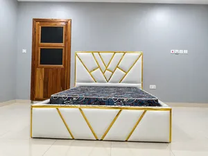 New White and Gold Double Bed Frame