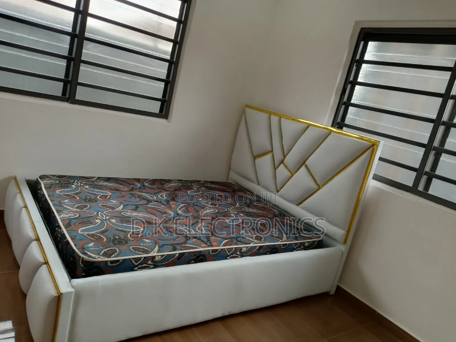 New White and Gold Double Bed Frame