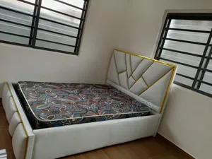 New White and Gold Double Bed Frame