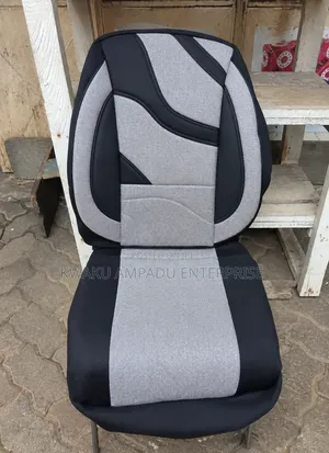 Premium Grey and Black Leather and Fabric Car Seat Cover - Full Set