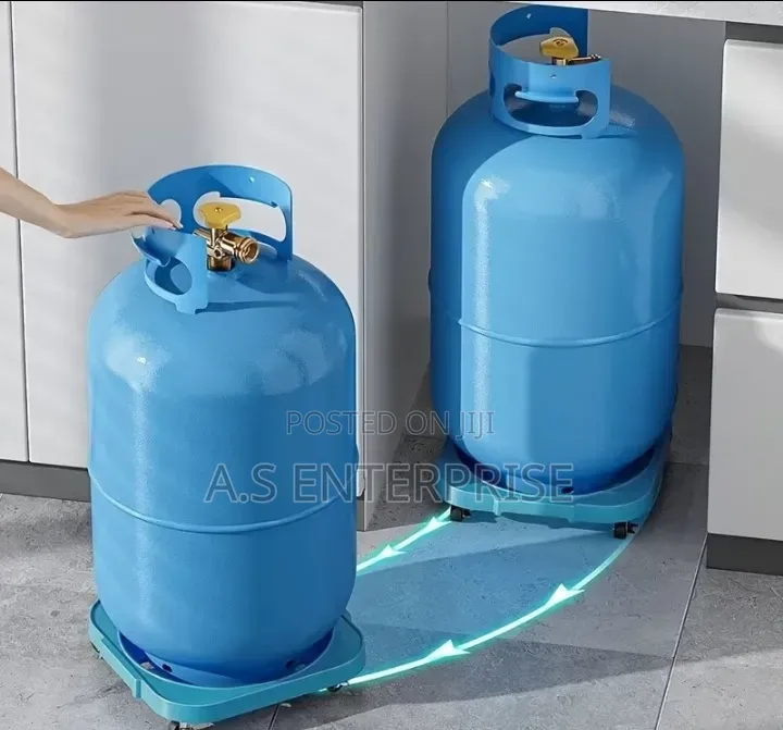 1pc Kitchen Storage Cart, Portable Gas Cylinder Cart With Round Handle