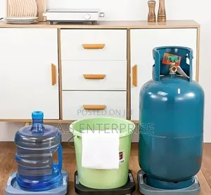 1pc Kitchen Storage Cart, Portable Gas Cylinder Cart With Round Handle
