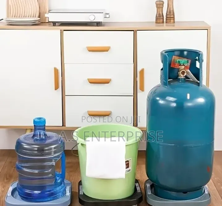 1pc Kitchen Storage Cart, Portable Gas Cylinder Cart With Round Handle
