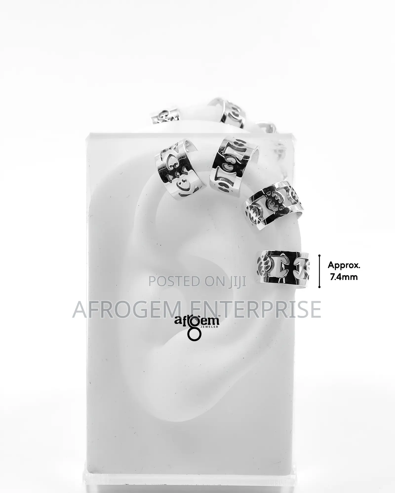 A Pair of Stylish Silver-Tone Adinkra Ear Cuff (Earrings)