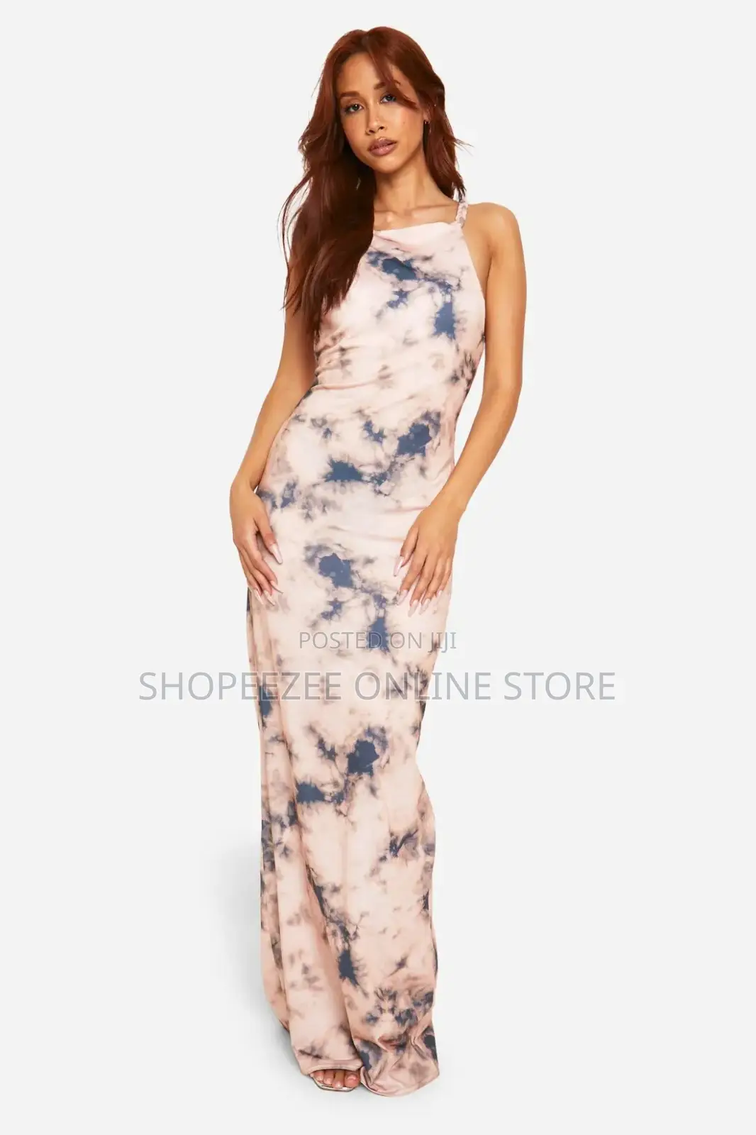 Rope Detail Ruched Bum Tie Dye Maxi Dress