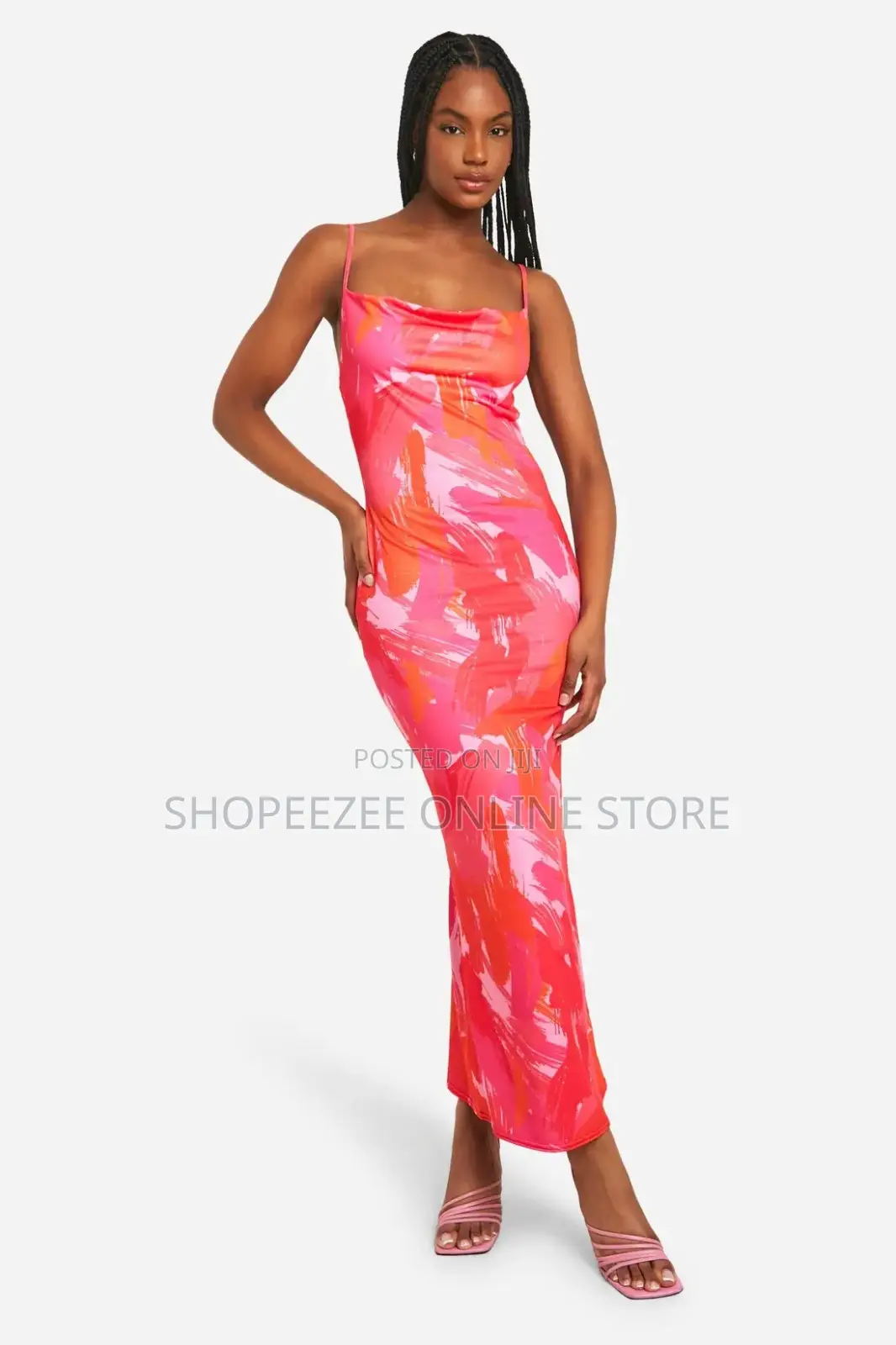 Petite Abstract Cowl Maxi Dress