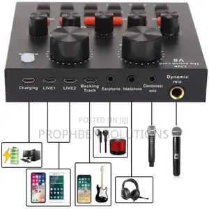 Professional Condenser Microphone V8 Sound Card-Black