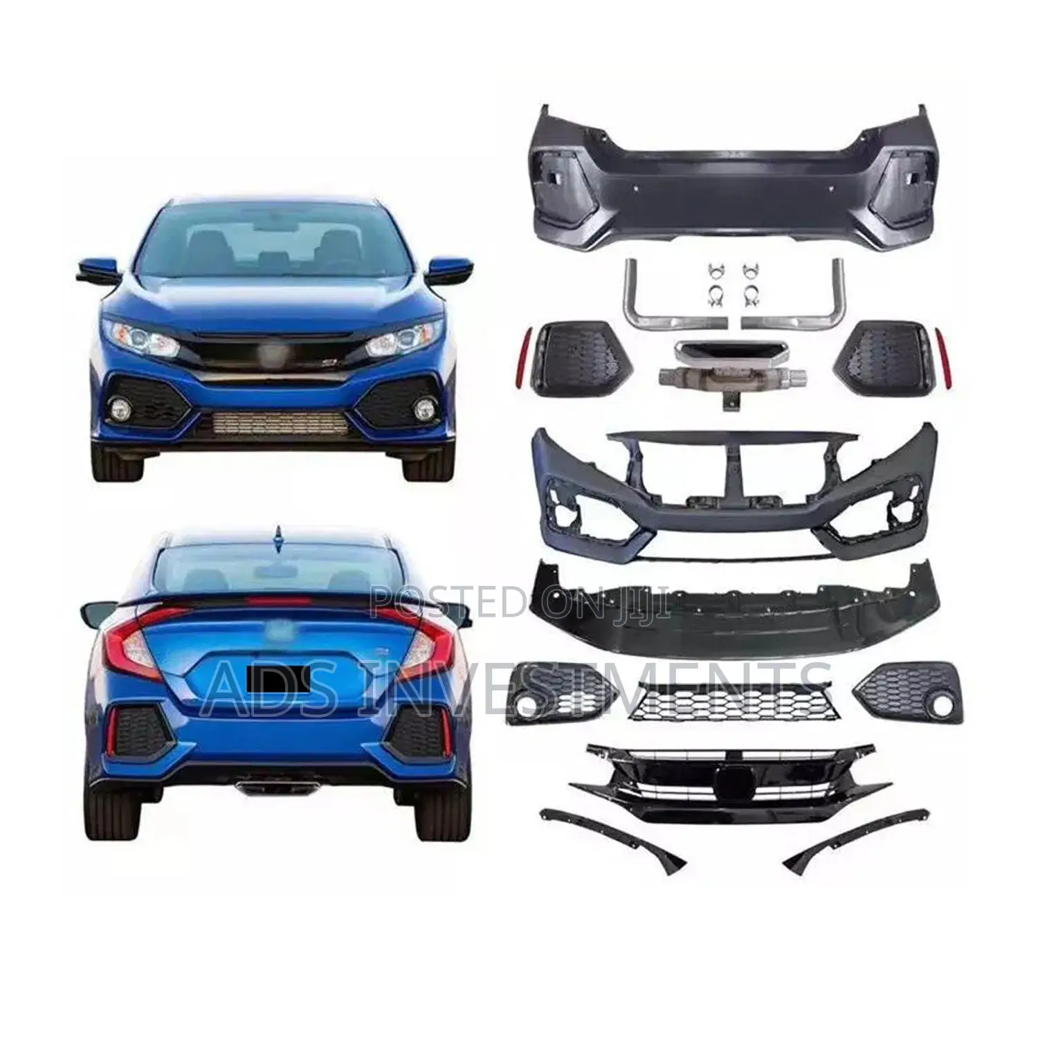 Honda Civic 2016,17,18 Complete Front Bumper