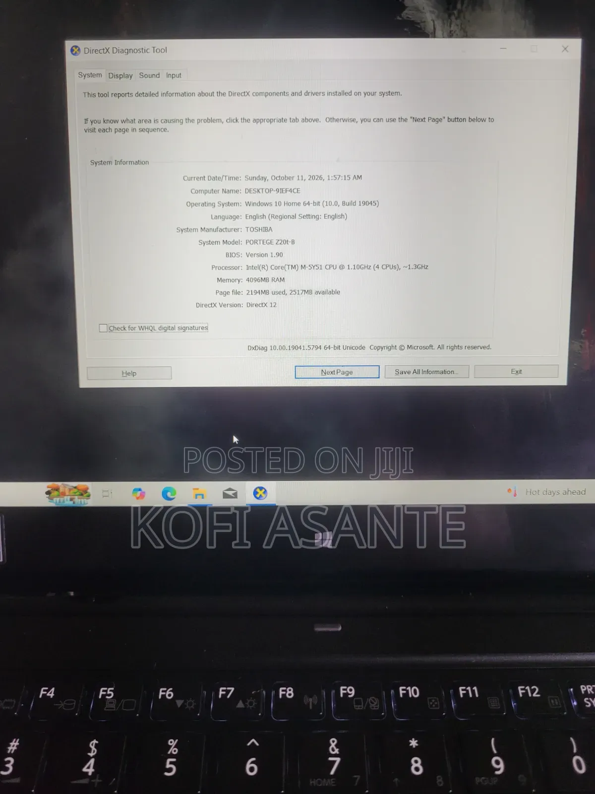 Laptop Toshiba Portege z20t 4GB Intel Core M SSD 128GB