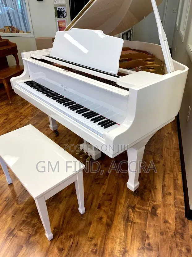 Beautiful White Acoustic Grand Piano