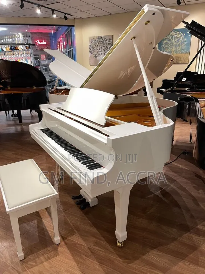 Beautiful White Acoustic Grand Piano