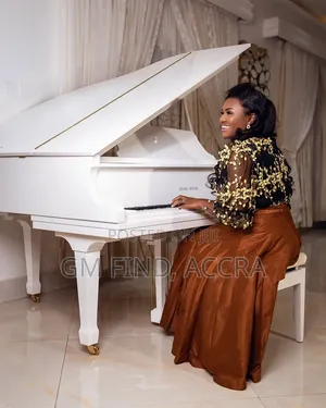 Beautiful White Acoustic Grand Piano