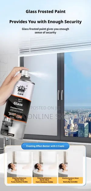 Glass Frost Spray Matt Finish for Privacy of Windows, Doors