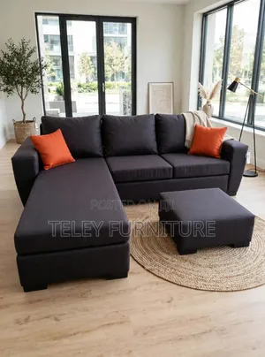 Modern L-Shape Sofa With Ottoman