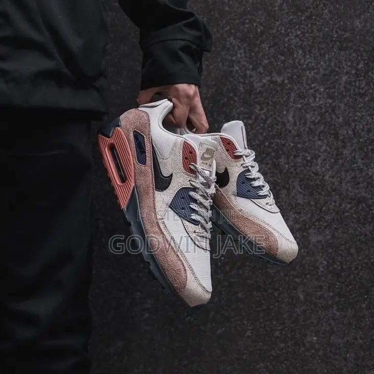 Nike Air Max 90 Premium Sneakers – Cream, Peach & Navy Blue