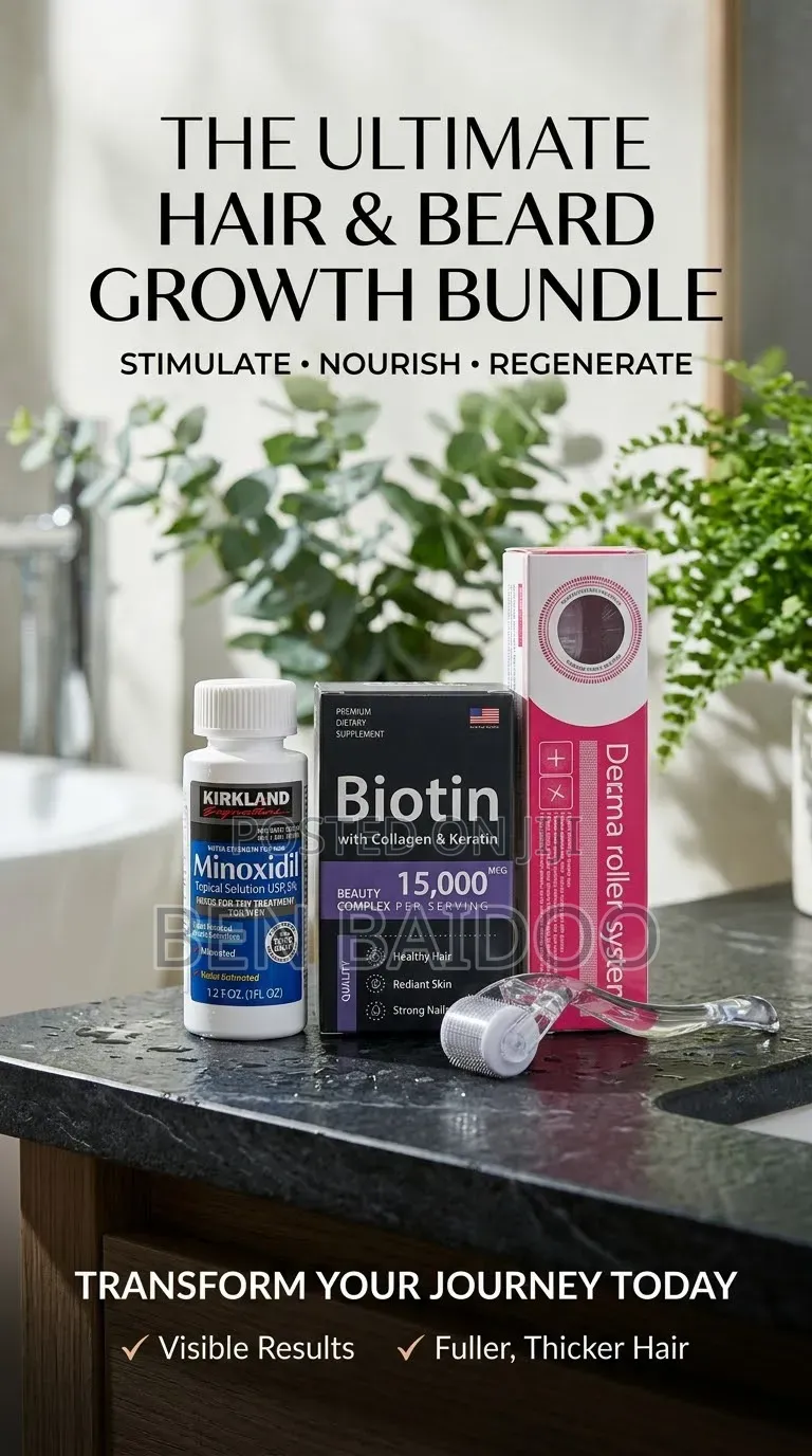 Kirkland Bottle+Derma Roller+Biotin(Unstoppable Results)