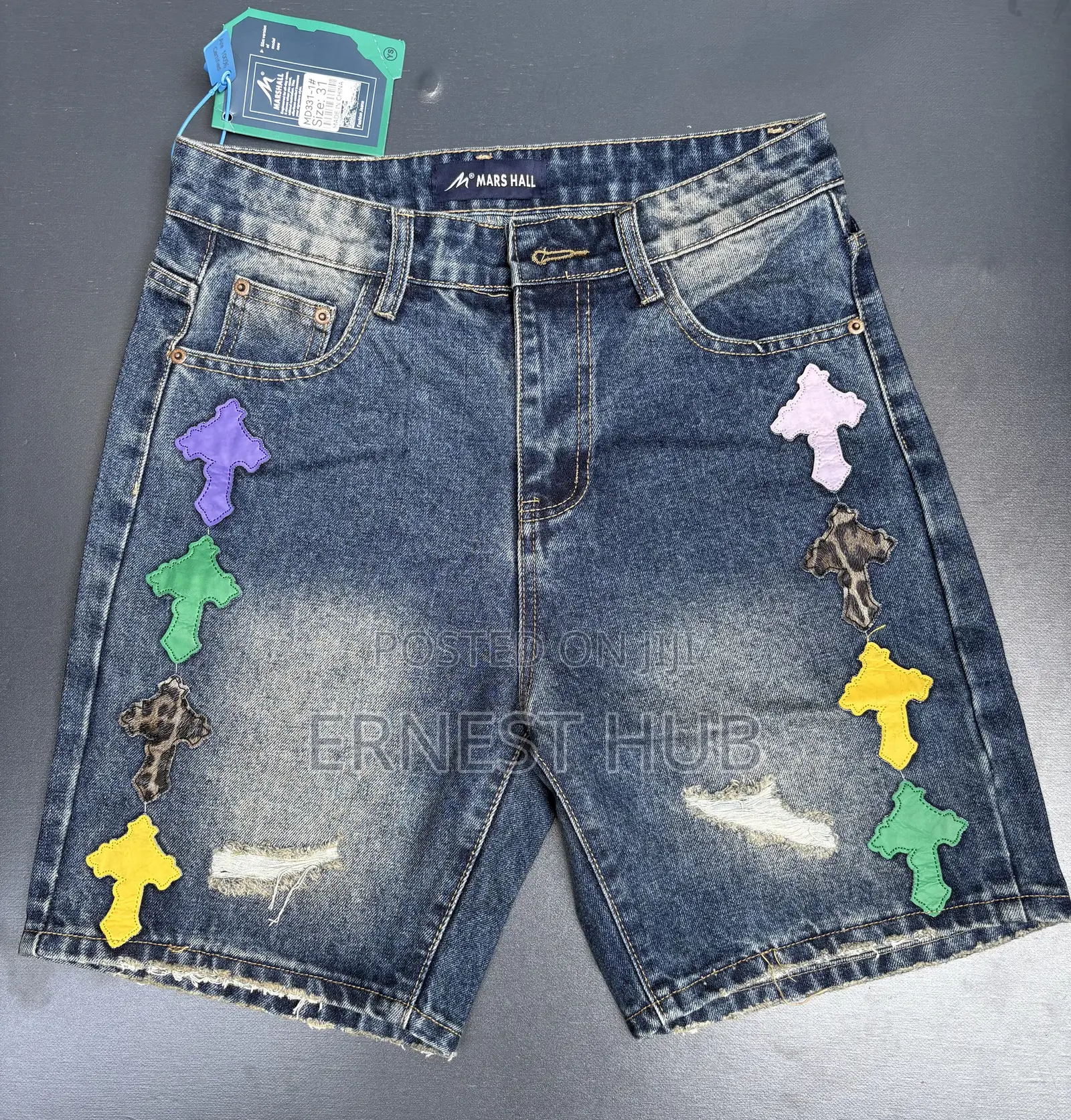 Solid Jeans Shorts