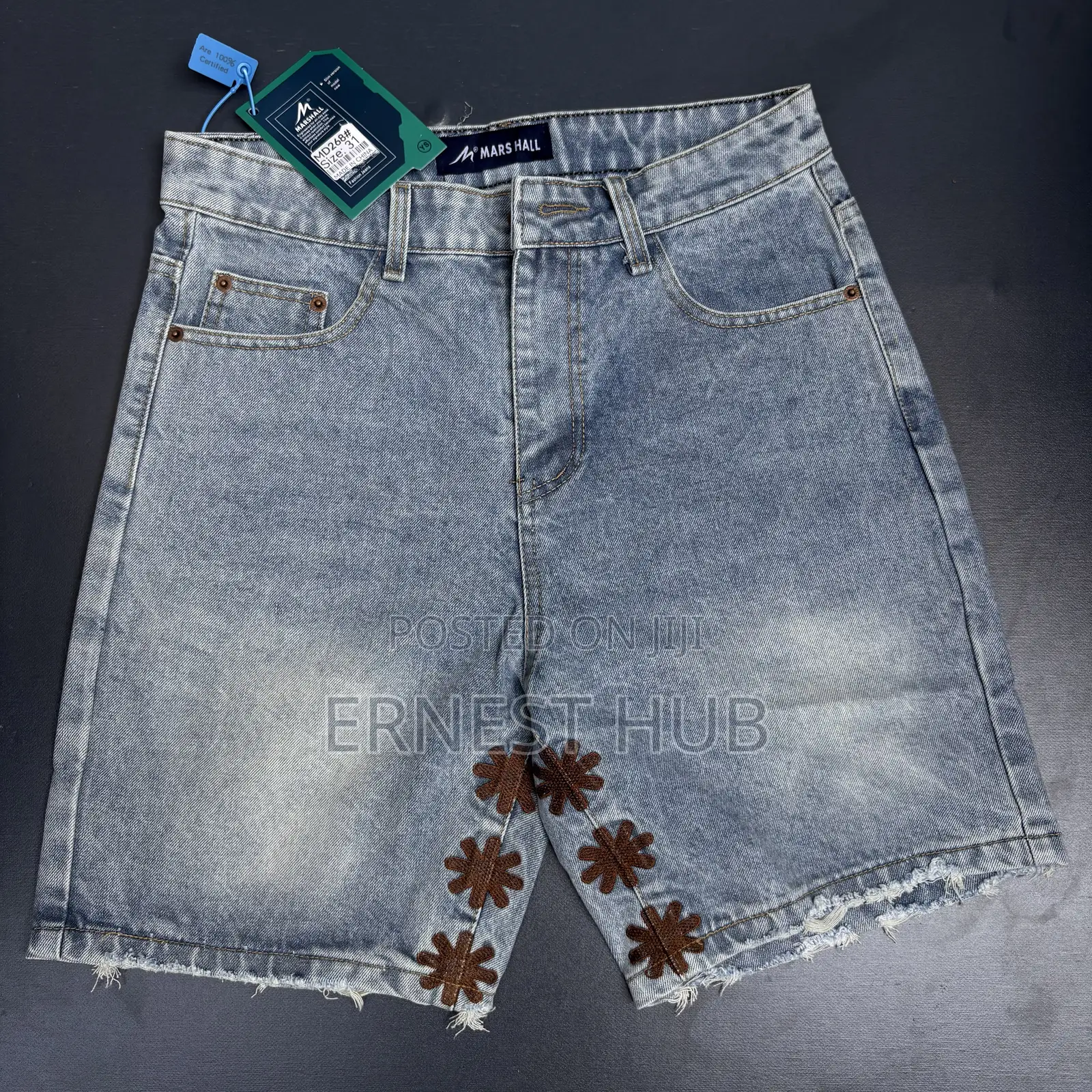 Solid Jeans Shorts