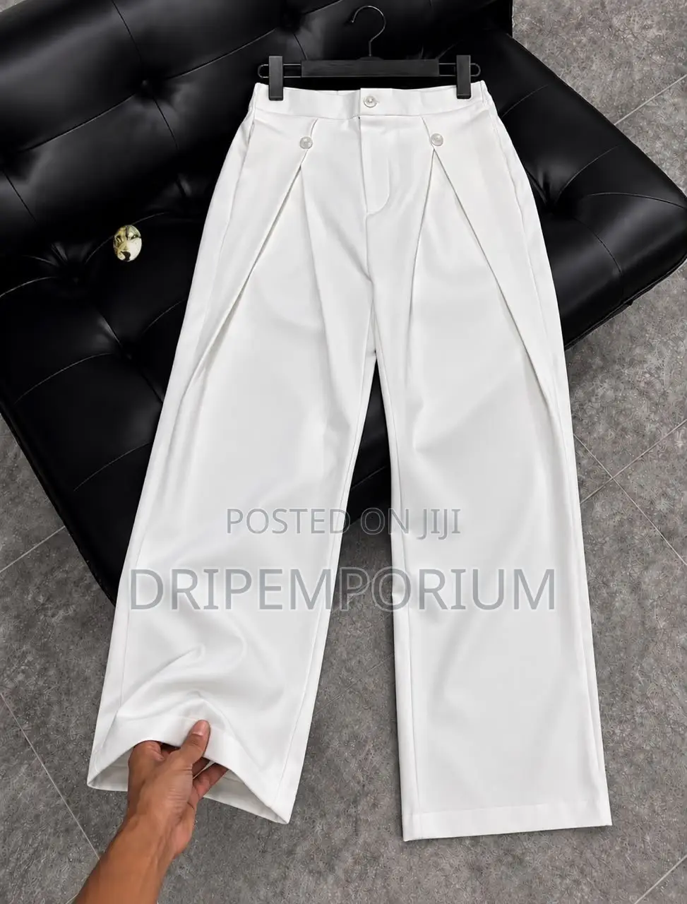 High Waist - Pleated - Wide Leg - Double Button