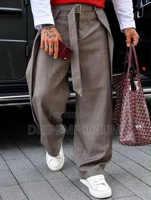 High Waist - Pleated - Wide Leg - Double Button