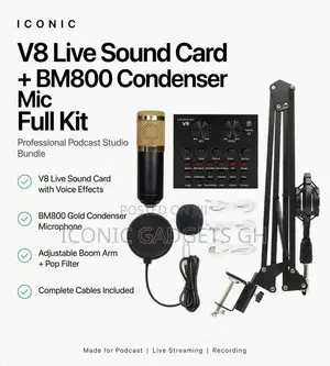 V8 Live Sound Card + BM800 Condenser Mic Full Kit