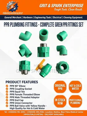PPR Green Pipe Fittings(1st Grade Tee Elbow Valves. (Wholse Available)