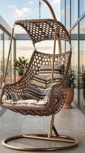Brown Wicker Hanging Swing Chair