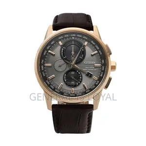 Genuine Citizen Eco Drive Radio Control Watch Men Leather Chronograph