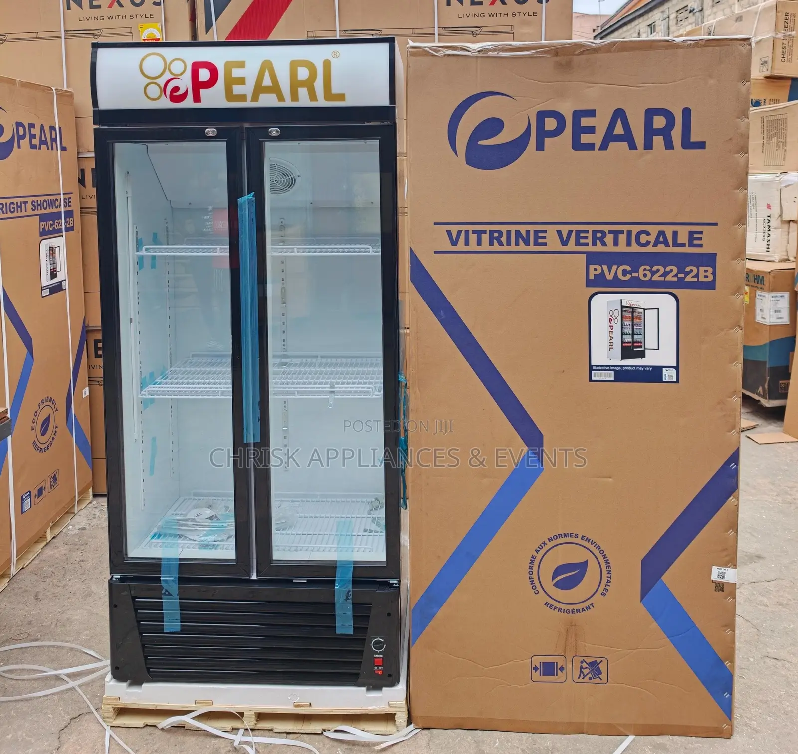 Pearl PVC-622-2b 510l Double-Door Display Fridge
