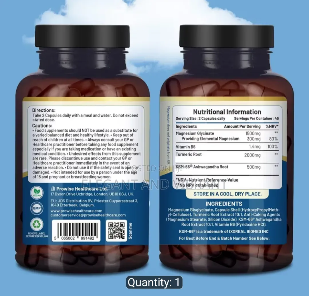 4-in-1 Magnesium Glycinate Added With KSM-66 Ashwagandha,Turmeric& B6