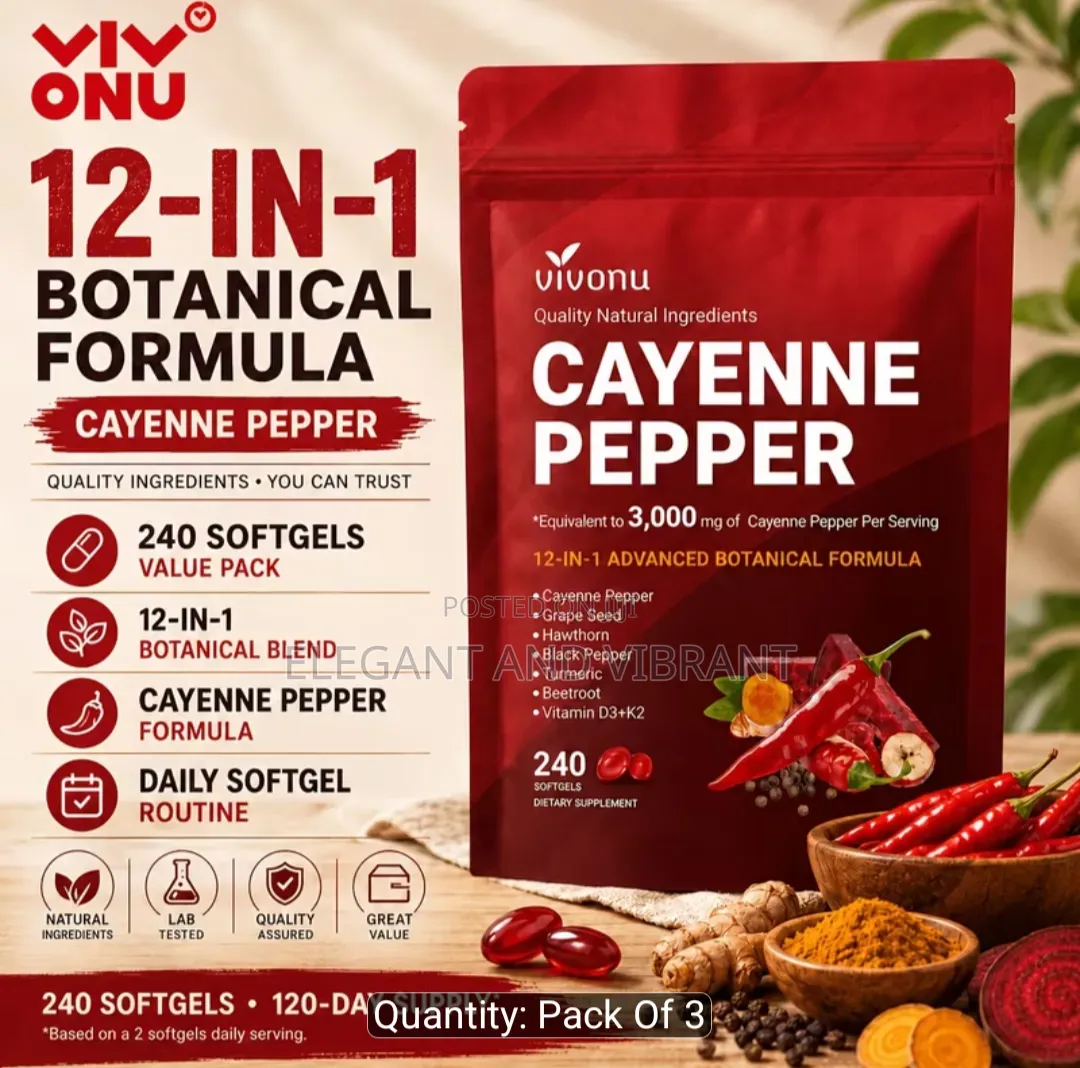 Cayenne Pepper 12-in-1 Botanical Softgels, 240 Softgels, 3000Mg