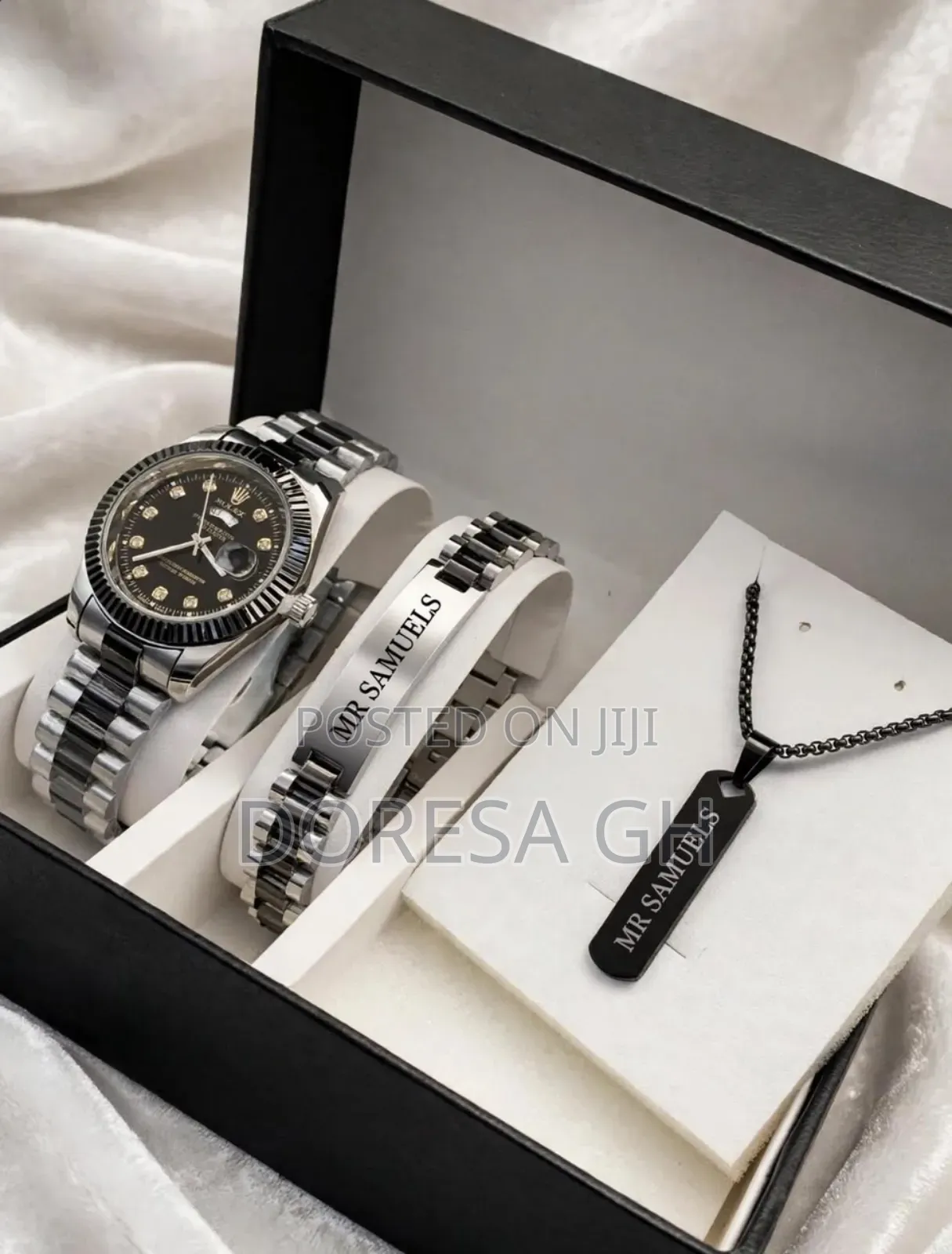 Customised Jewellery Set for Him – Watch, Bracelet & Necklace
