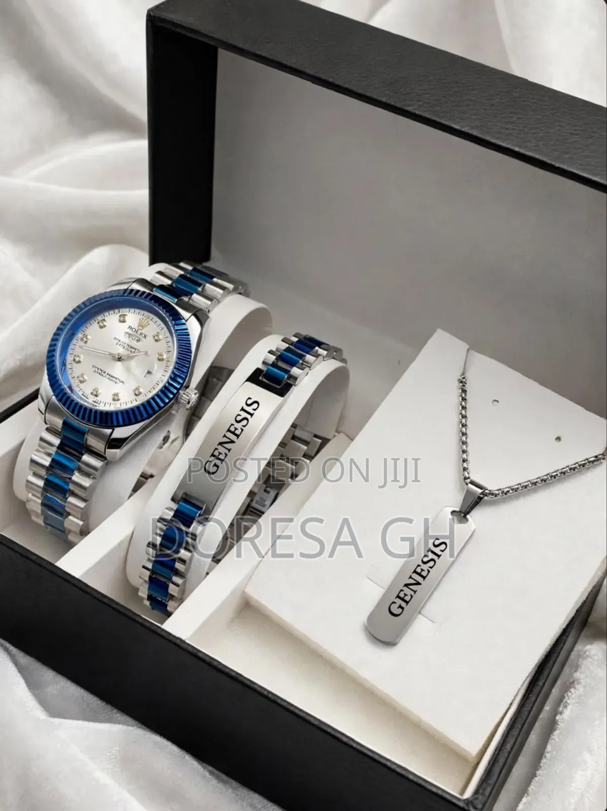 Customised Jewellery Set for Him – Watch, Bracelet & Necklace