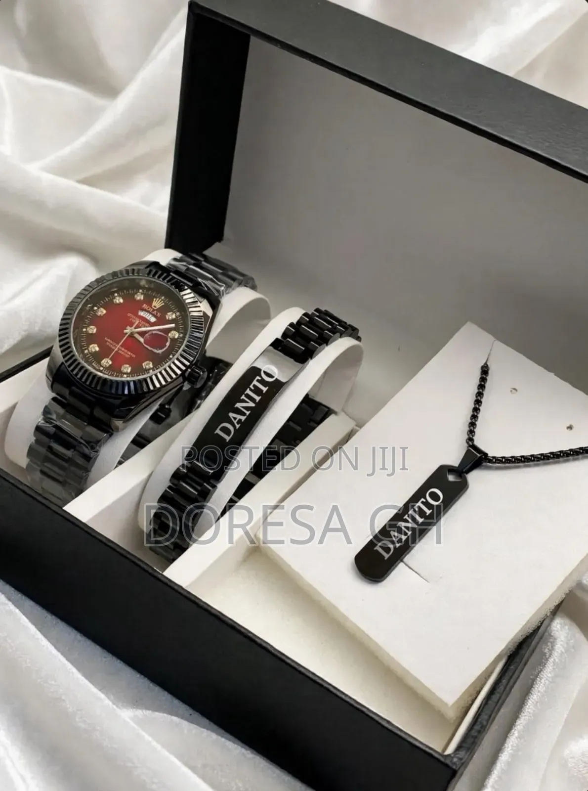 Customised Jewellery Set for Him – Watch, Bracelet & Necklace