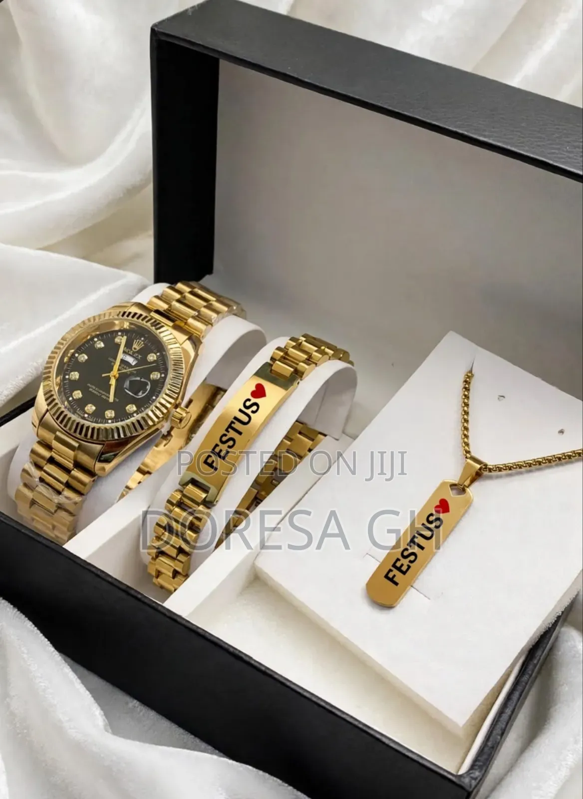 Customised Jewellery Set for Him – Watch, Bracelet & Necklace
