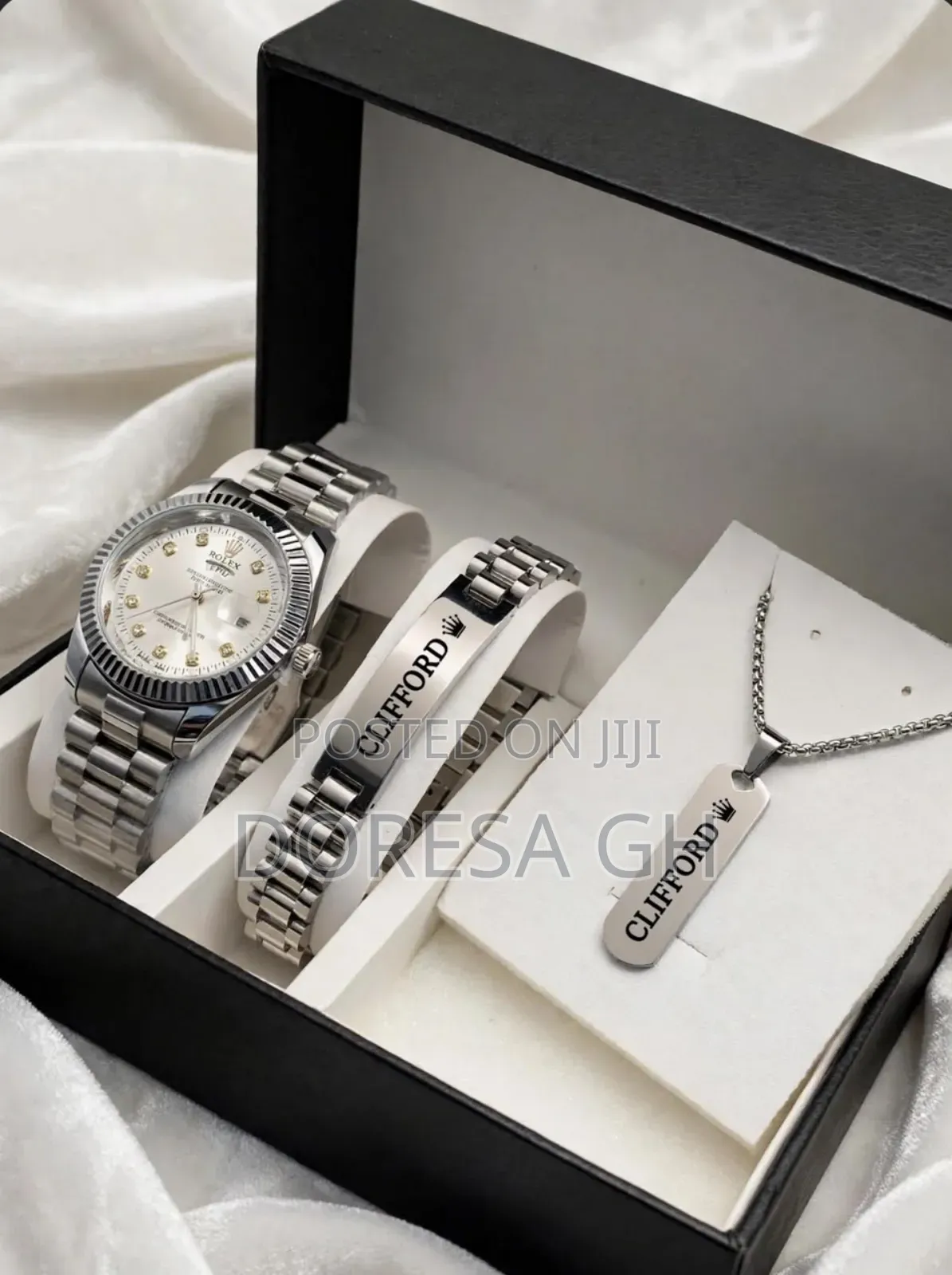 Customised Jewellery Set for Him – Watch, Bracelet & Necklace